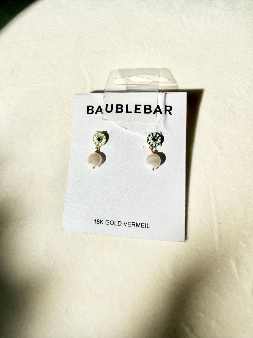 BaubleBar 18K Gold Vermeil Evil Eye Pearl Drop Earrings